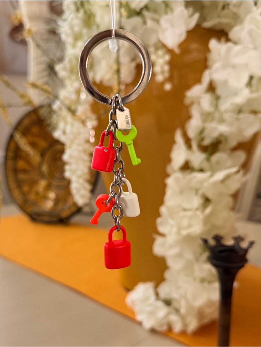 Coach Multicolor Neon Padlock & Key Charm Keyring - Picture 4 of 9